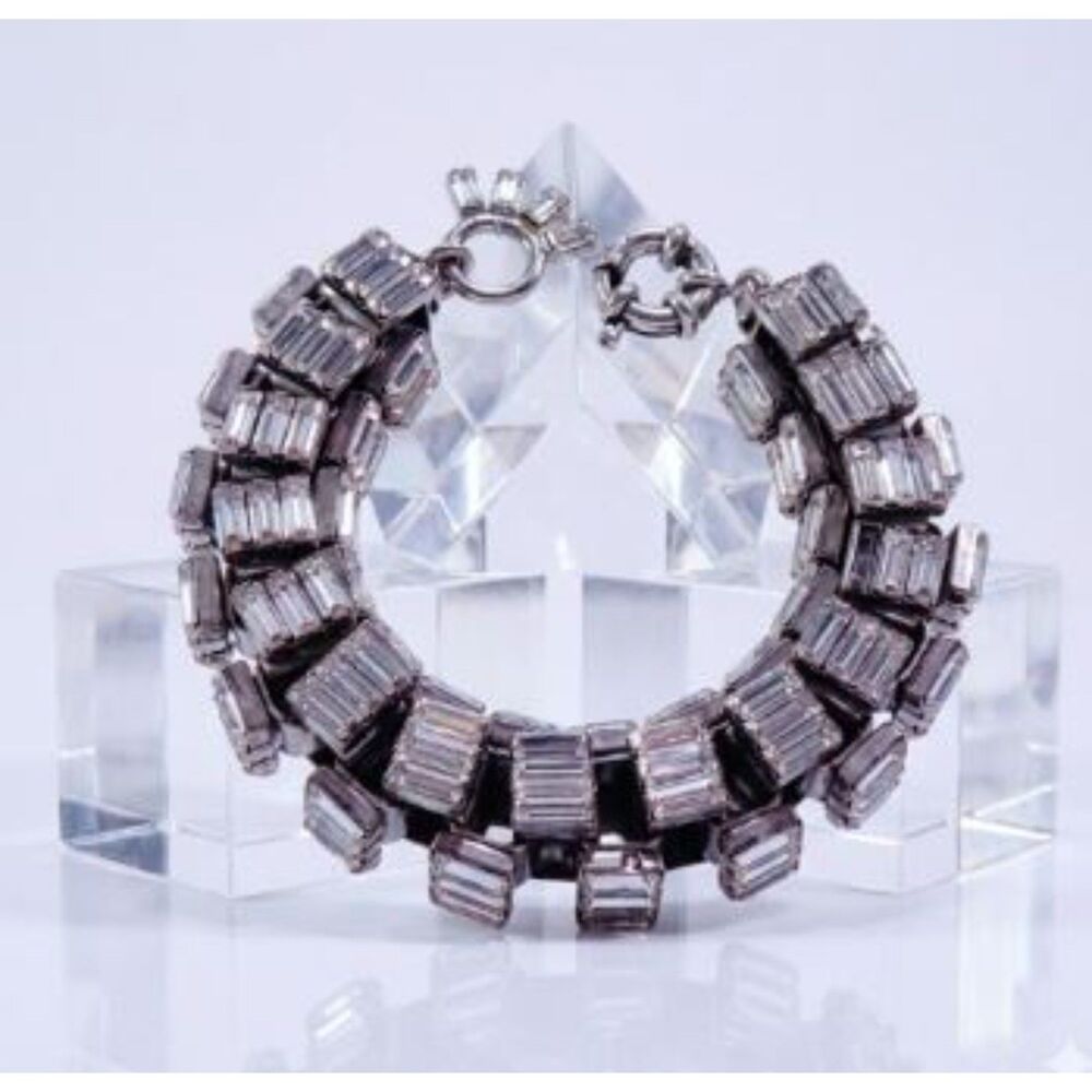 Lee Angel Women's Crystal Baguette Box Link Statement Bracelet NWT 398